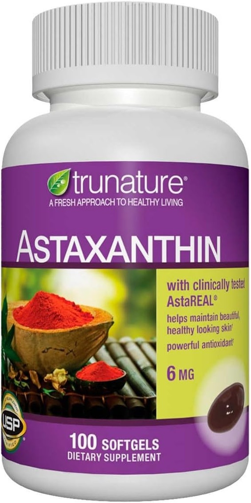 Generic trunatur Astaxantín 6 mg. - Zvyšuje pružnosť pokožky, vlhkosť, textúru a tone - 100 softgelov