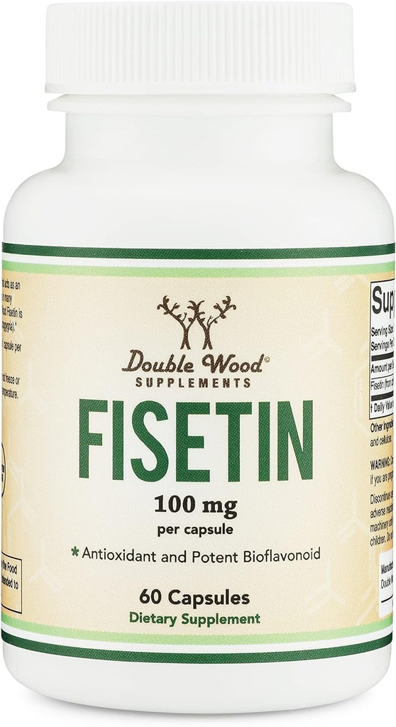 Fisetin Supplement - 100 mg bioaktívneho Flavnonolu, 60 grófov (Bioflavonoid Polyfenoly Supplement Podobné Apigenin, luteolin, a Quercetin) Starnutie Podpora Senolytické dvojitým drevom