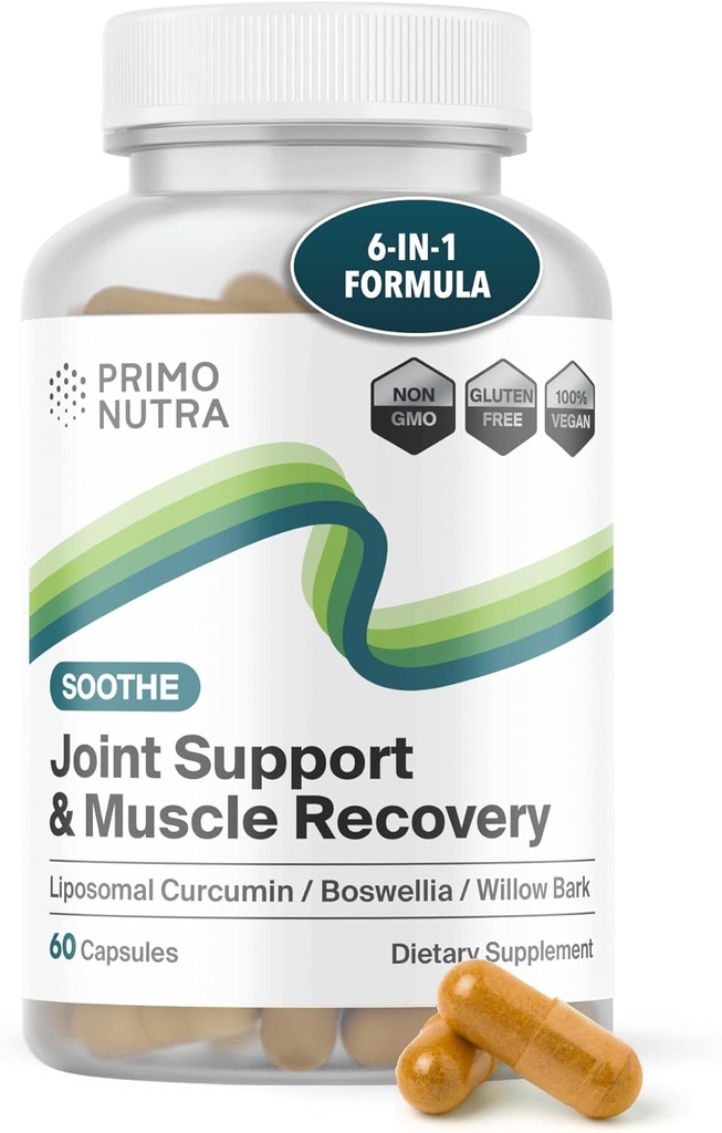Fast Acting Joint Health Supplement - Lipozomal Curcumin, Boswellia serrata, biela vŕbová kôra, Turmerica Supplement with Black Pepper 6-in-1 Joint Suppplement (60 kapsúl)