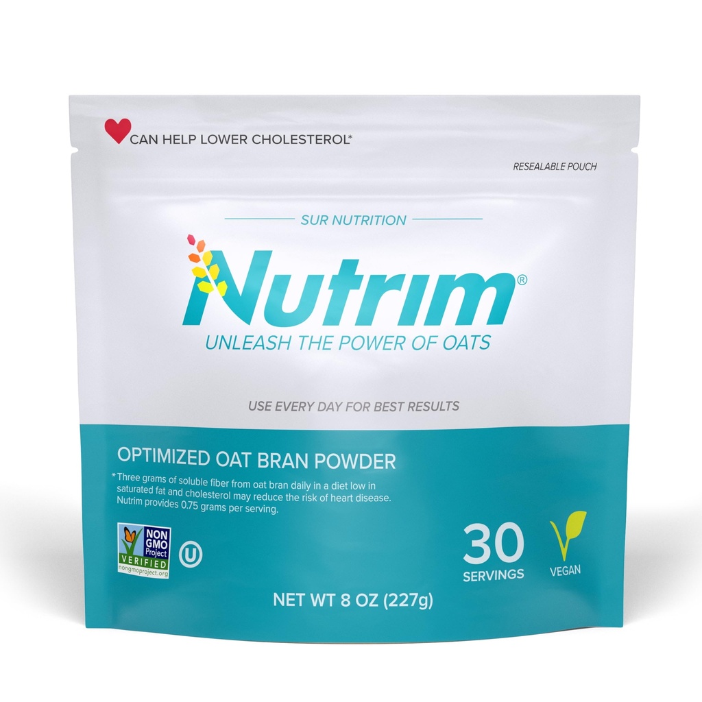 Nutrim Oat Bran Powder s 750 mg Beta Glucanu na podanie - Easy-Mix Rozpustné Fiber pre liečbu cholesterolu a imunitnú podporu - Heart Healthy, Non-GMO & Vegan Oatmeal Powder