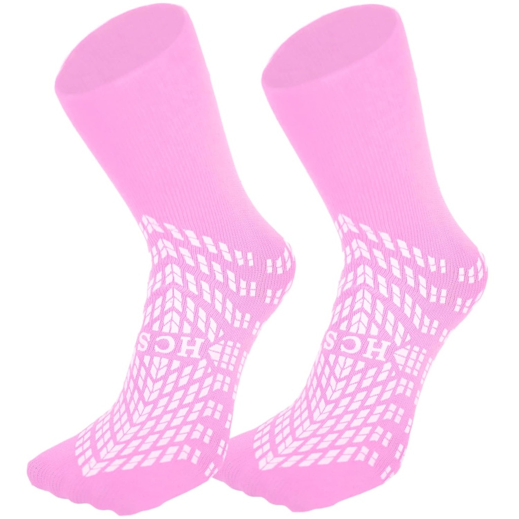 HCS Non-Slip Hospital Ponožky s Grips pre ženy a mužov (6 párov) - 360 All-Around Tread Non-Slip Ponožka pre starších/Seniors - Nemocničné Grip Ponožky, Pall Risk Pacient Papuče (Pink, Pravidelné)