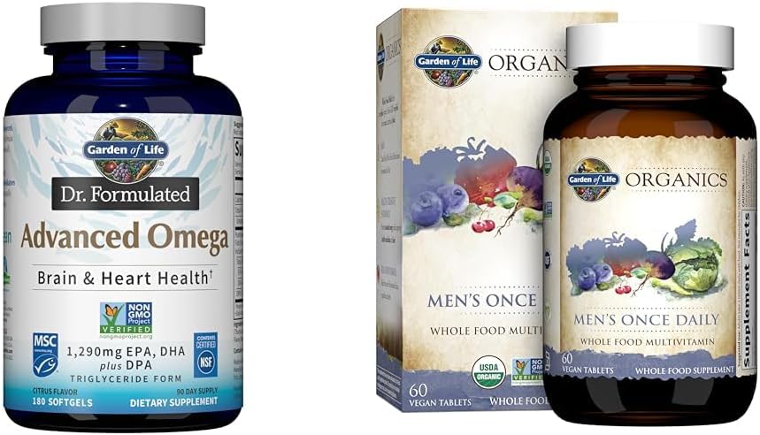 Záhrada života Omega-3 Rybí olej 1,290mg + Mužský organický multivitamín, 60 tabliet