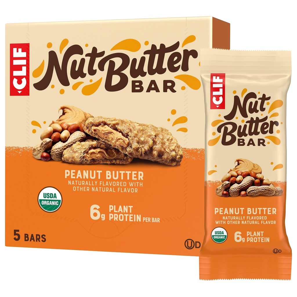 CliF Nut Butter Bar - Arašidové maslo - Plnené energetické tyčinky - Non-GMO - USDA Organic - Plant-Based - Low Glycemic - 1.76 oz. (5 balenia)