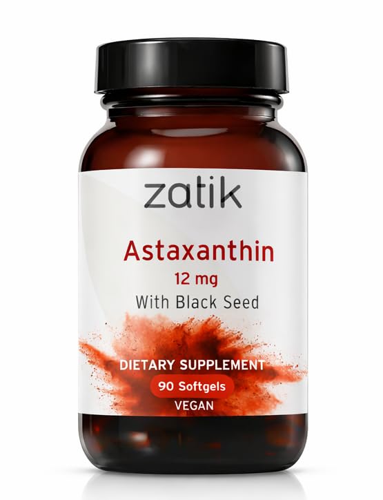 Zatik Naturals - Astaxantín 12mg s organickým čiernym semenom, antioxidant, 90 Vegan Softgels