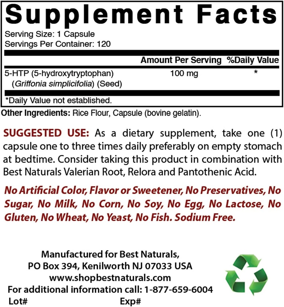 Best Naturals 5-HTP (5-hydroxytryptophan) 100 mg & NAC - N Acetyl Cysteine 600 mg