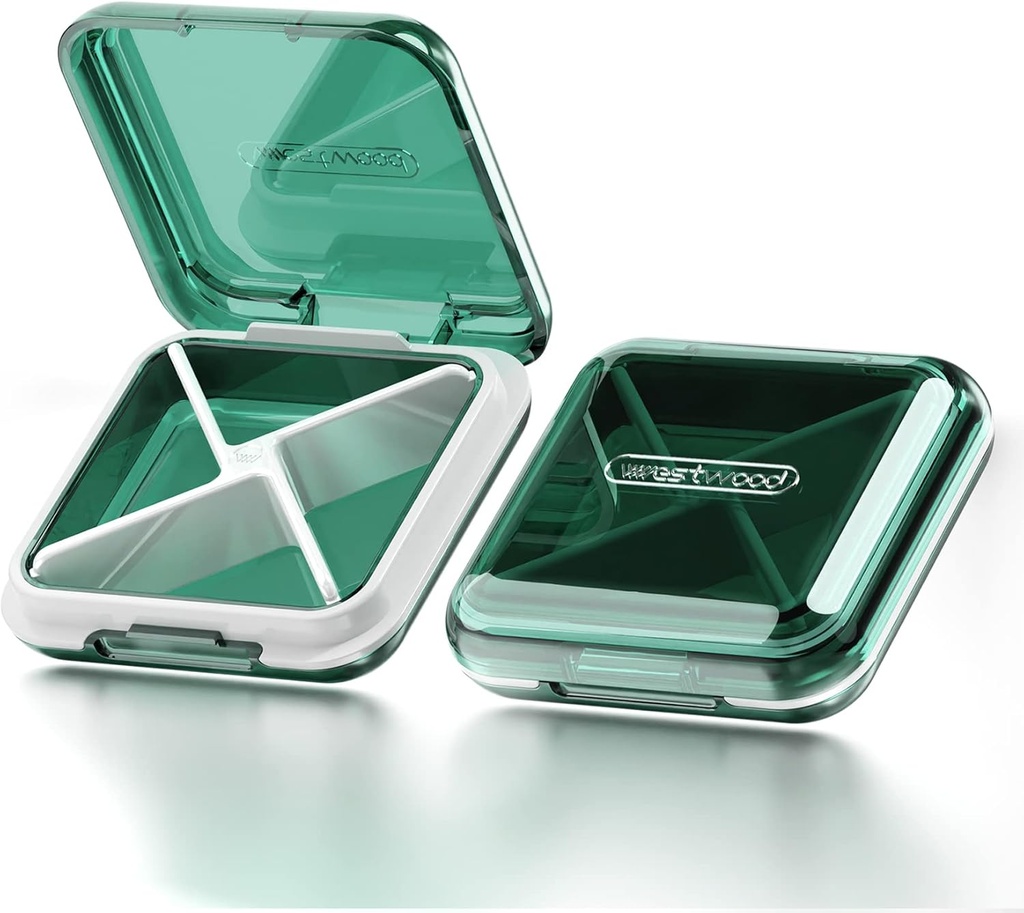 DUBSTAR Denný Organizátor tabletiek,4 oddelenia Prenosné cestovné malé pilulky prípad, Pill Box pre Purse Pocket držať vitamíny,kod pečene olej, Doplnky a lieky (zelená)