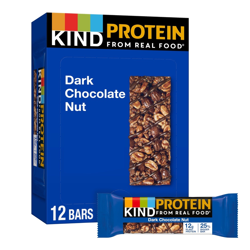 KIND Protein Snack Bar, Dark Chocolate Nut, Zdravé Snacks, Gluten Free, 12g Plant Protein, 12 Count