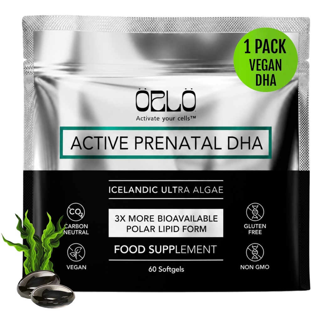 Orlo PRENATAL DHA - prenatálna DHA Omega 3 doplnok - Triple sila Omega3s - Vegan DHA & EPA - Algae Omega-3 olej - podporuje vývoj mozgu počas tehotenstva a laktácie (60 Mini softgels)