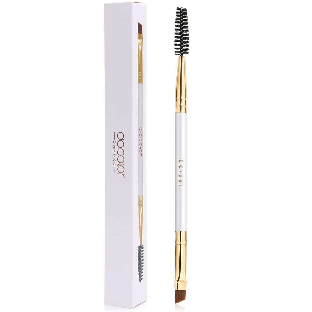 Docolor Obočie rozdrviť Duo obočie Spoolie Profesionálne uhlové oko kefka ideálny pre osadenie a tvarovanie obočia, Spoolie pre prehliadanie alebo Lashes White