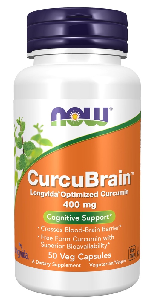 Teraz doplnky, CurcuBrainTM 400 mg s Longvida® Optimalizovaný Curcumin, 50 Veg kapsuly