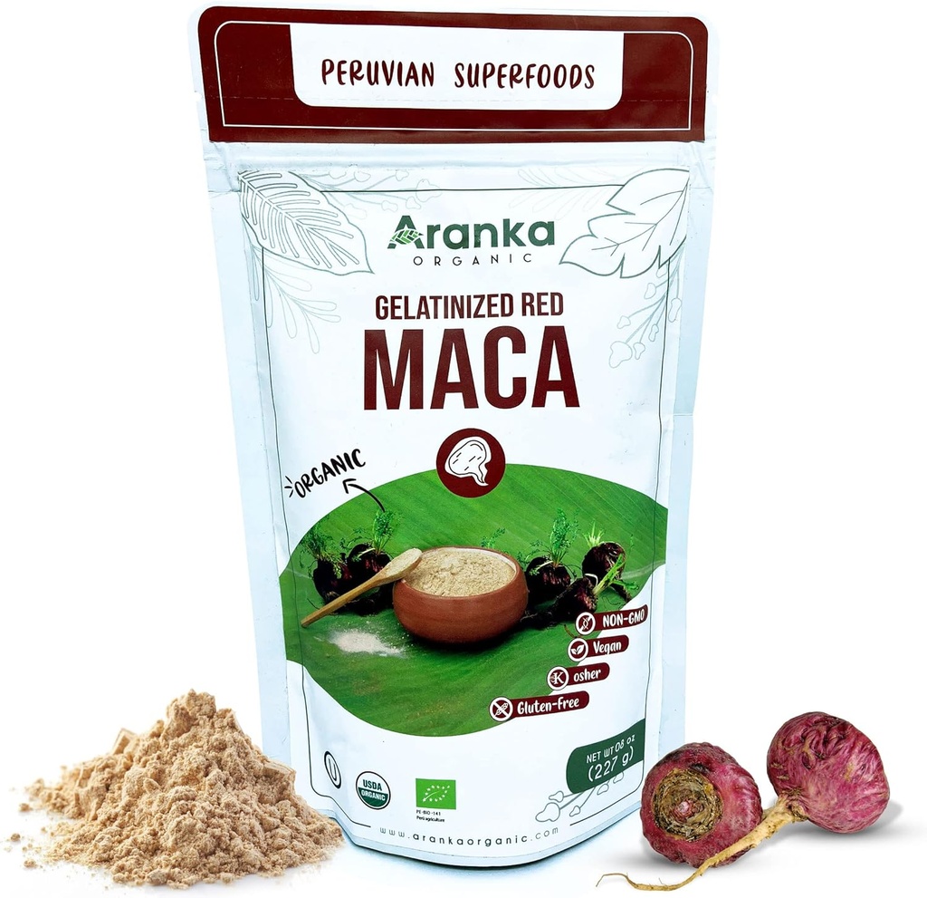 Želatizovaný Maca Powder - 8oz Peruvian Maca Powder Organic - Red Maca Powder, Black Maca, Yellow Maca Root - (Red Maca)