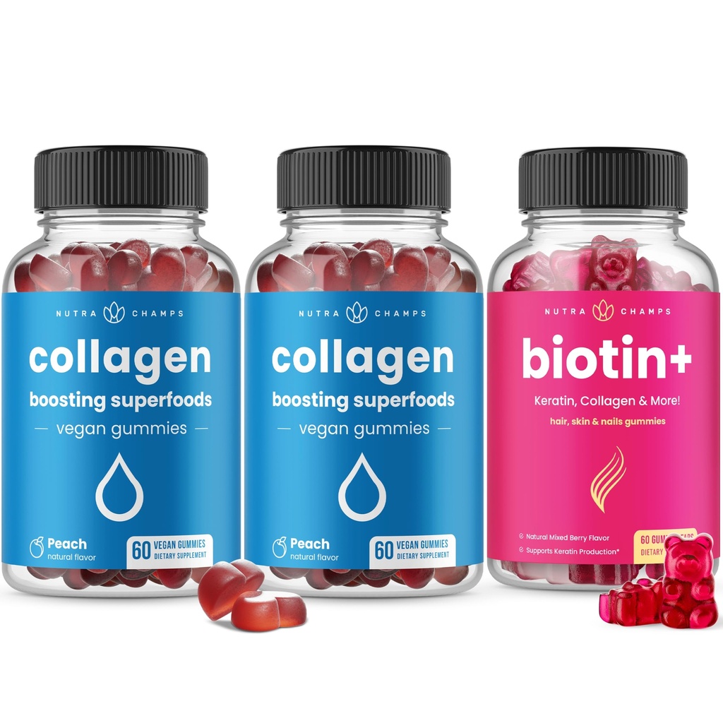 NutraChamps Kompletné vlasy, koža a nechty Bundle - Biotin, kolagén, keratín a viac