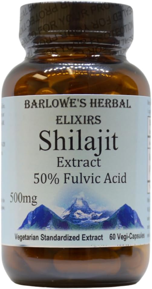 Barlowe bylinné Elixirs Shilajit extraktu 500mg per kapsule 