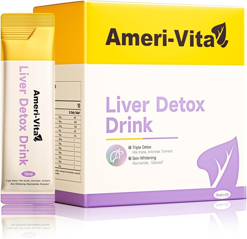 Liquid Pečeň Detox Drink Supplement - Milk Thitle & Artichoke Extracts with Turmeric & Inozitol - Natural Liver Health Support - Sugar-free, Non-GMO, Peach Flavor - 30 Vrecká