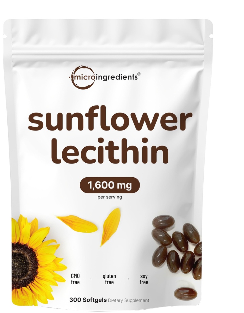 Micro Ingrediencie Slnečnica Lecitin 1,600mg Per Serving, 300 Softgels 