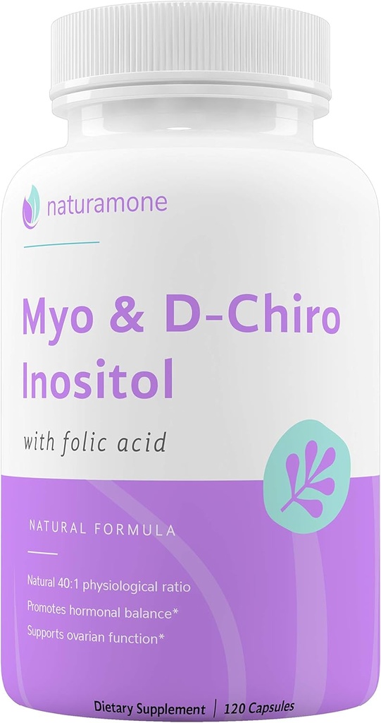 Myo- Inozitol & D- Chiro Inozitol Blend so 100% dennej folátu - 40: 1 Fyziologický pomer - Syndróm polycystických ovárií (PCOS), Hormonálna rovnováha a podpora ovárií 120 kapsúl