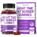 Nočný čas spaľovač tukov Gumies (60 Počet) Chudnutie a metabolizmus - bez cukru - Delicious Malinová Ochutené Melatonin doplnok Gumies - Vegan Safe - Tretia strana testované - Made in USA