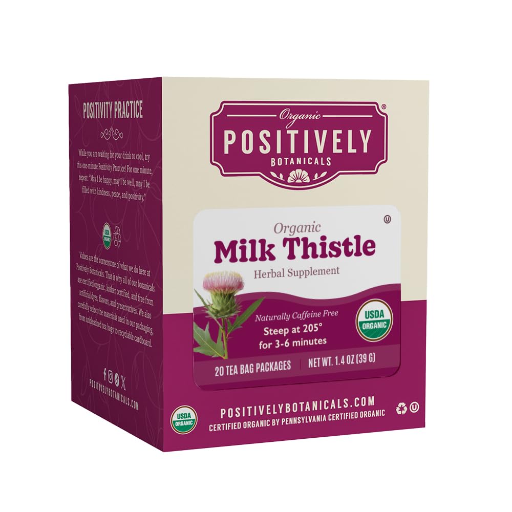 Organic Pozitívne Botanicals Company, Milk Thitle Herbal Tea Bags, 20 Gróf