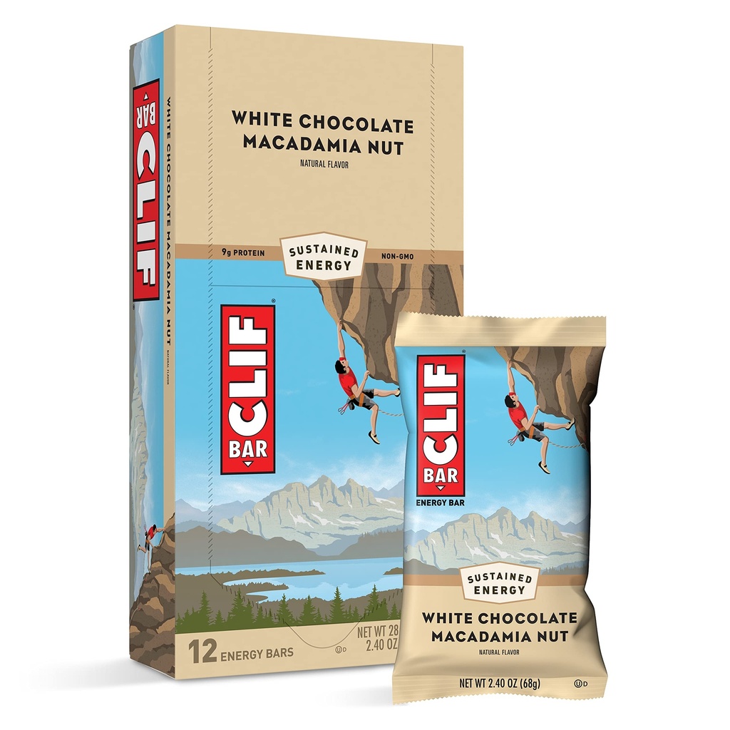 Clif Bars - Energetické tyčinky - Biela čokoláda Macadamia Nut Flavor - Vyrobené s organickým Ovos - Rastlinné potraviny - Vegetarián - Kosher (2,4 Ounce Protein Bars, 12 Gróf) Balenie Máj Vary
