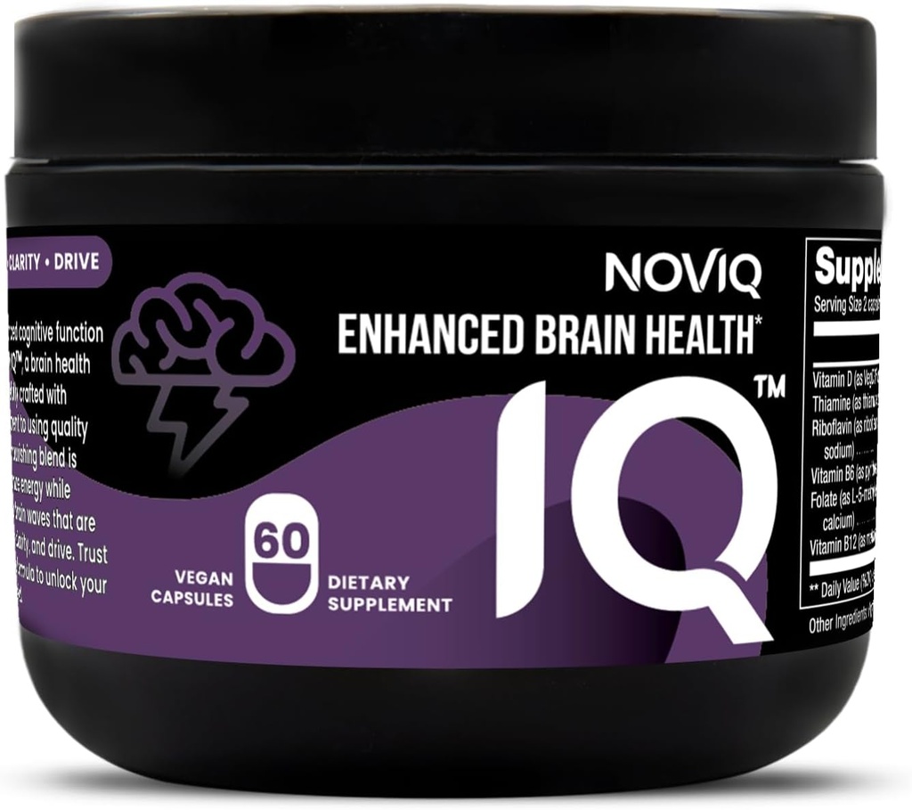 IQ - 11- v-1 Nootropic Brain Supplement: Supports Memory & Cognition - Bioactive B- Complex w/ 5- MTHF, L- Theanine, L- Tyrosine, Bacopa, Ginkgo, Huperzine - Vegan, Non- GMO, Caffeine Free - 60 Count