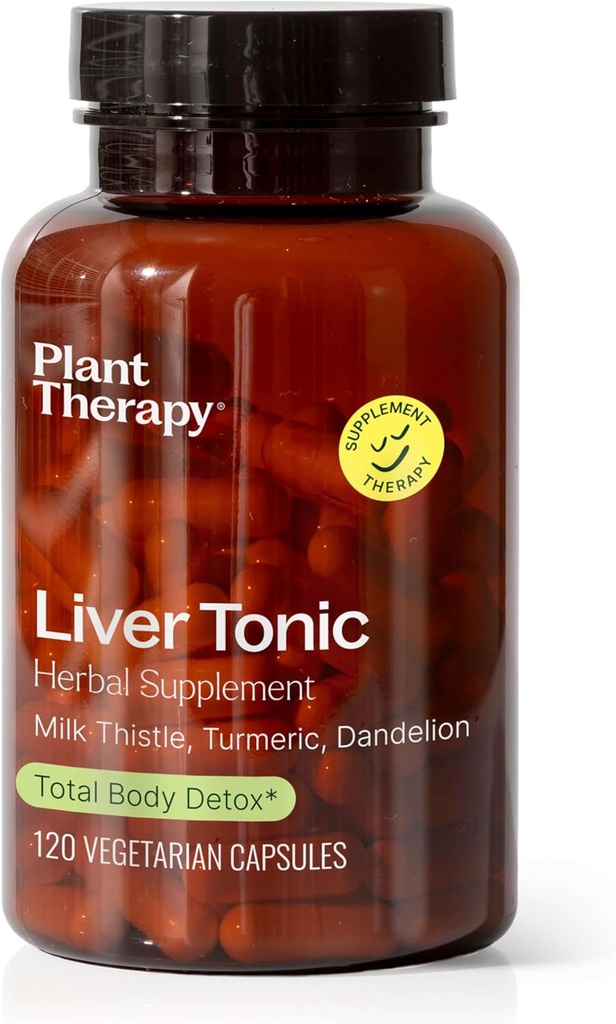 Plant Therapy Liver Tonic Herbal Supplement Kapsule, Podporuje funkcie pečene, Detoxikácia pre optimálne zdravie, prirodzene zvyšuje úrovne energie, 120 Vegetariánske kapsule (4 mesiac dodávky), Made in the USA