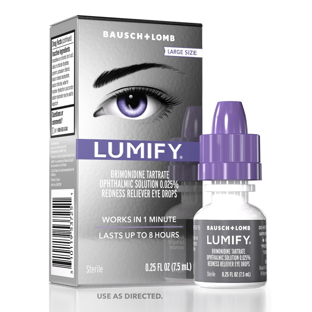 LUMIfy očné kvapky pre červené oči, Redness Reliever pre jasnejšie oči, pracuje 1 minúta & Trvá až 8 hodín, očné kvapky, 0,25 Fl Oz (7,5 ml)