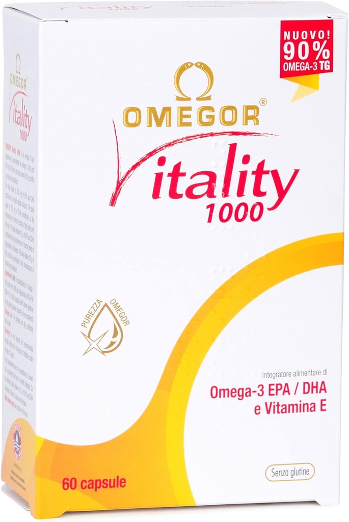 OMEGOR Omega 3 Fish Oil Supplement IFOS Certified Vitality 1000 with 800mg EPA a DHA per Capsule - No Fishy Dochuť, Non-GMO (60 Softgels)