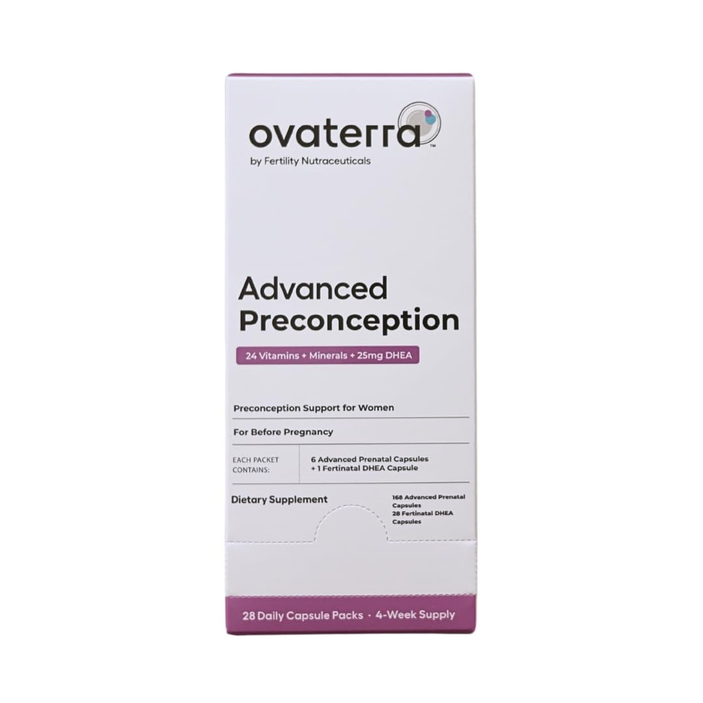 Ovaterra Advanced Preconception Vitamíny pre ženy s DHEA 25mg, Cholín 550 mg, folát (metylfolát) 1,010 mcg, Omega-3 DHA & EPA 196 Kapsule - 28 dní