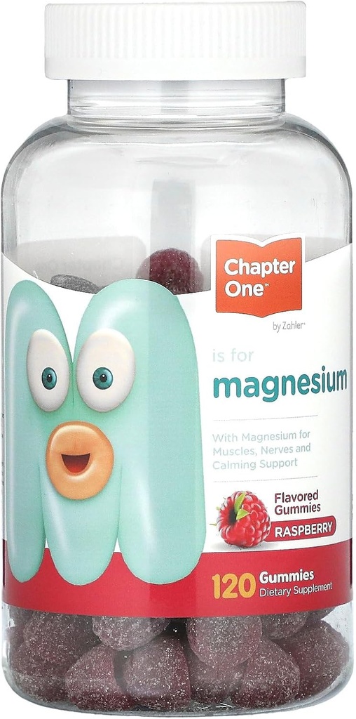 Kapitola One Magnézium Gumies for Kids & Adults - Natural Calm Gummies - Calm Magnézium Citrate - Bone and Muscle Function Supplements for Kids & Adults - Mood Support, Košer Malinová príchuť (120)