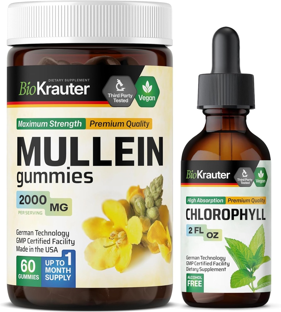 BIO KRAUTER Mullein 60 Gumies & Chlorofyl Tinture 2 Fl. Oz.