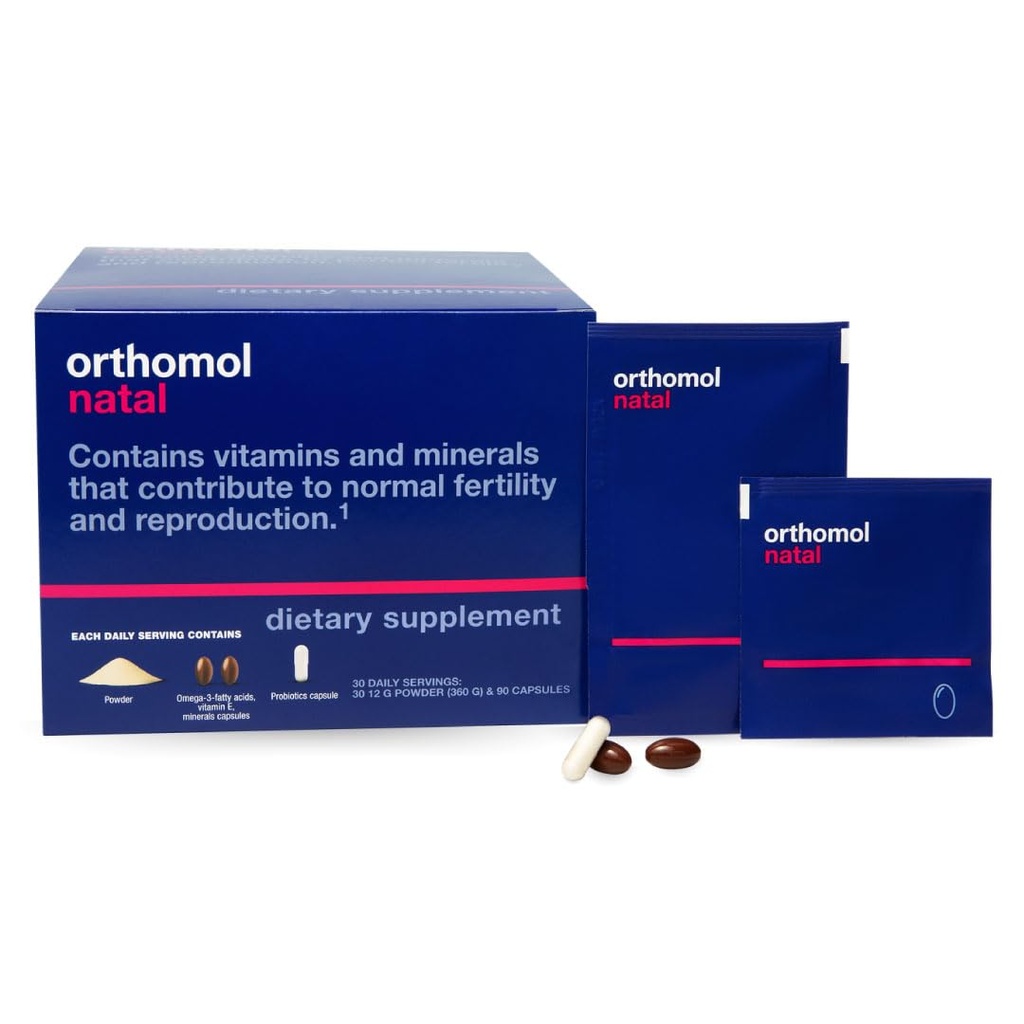 Orthomol Natal, Prenatálna nutričná podpora pre plodnosť, Tehotenstvo a dojčenie, Komplexné vitamíny, minerály a esenciálne živiny 30 počet (Pack of 1)
