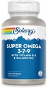 SOLARAY Super Omega 3 7 9 podporuje zdravú pokožku, viac EPA, DHA, esenciálne mastné kyseliny z rybieho oleja Mini Softgel, 120ct