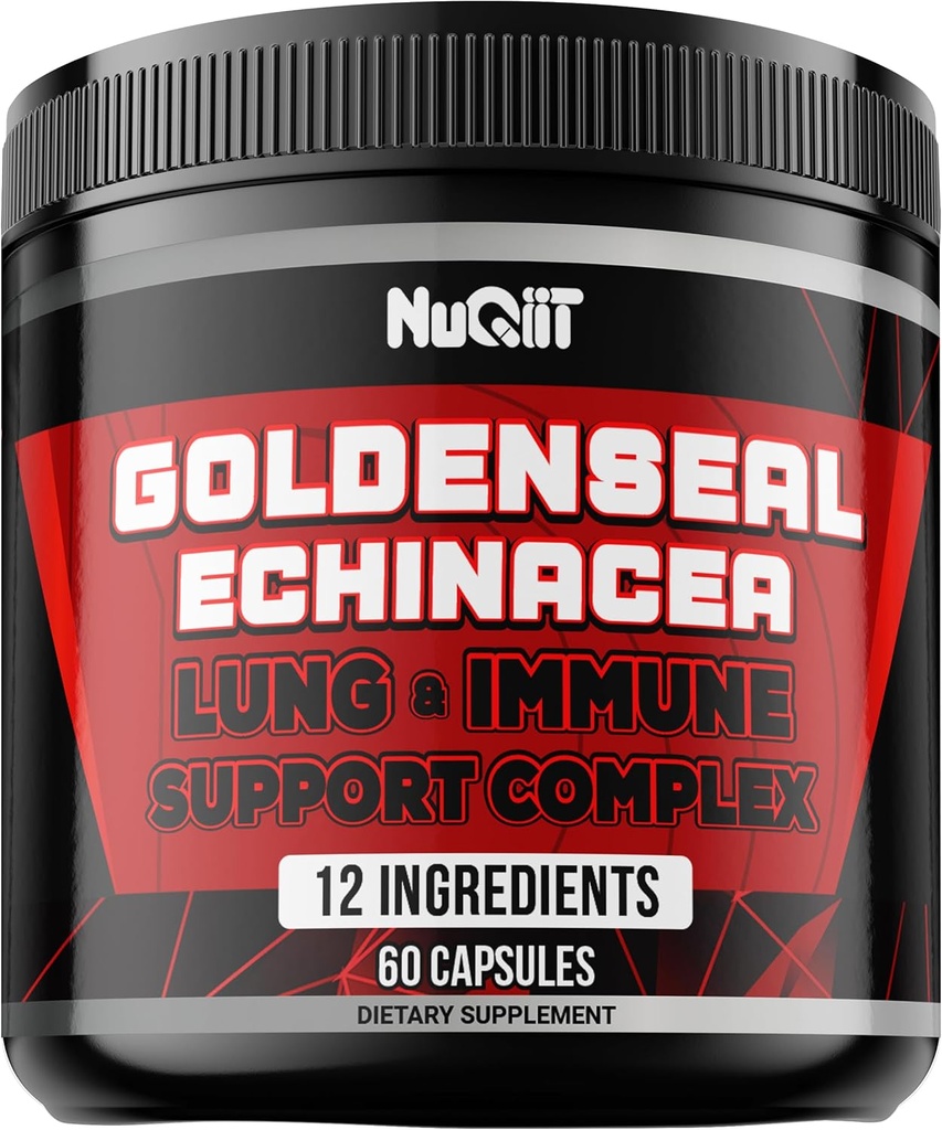 Goldenseal Root Capsula s Echinacea, Panax Ginseng Root, Immune Support Complex ako bazy, Cesnak cibule - 60 Kapsule - Tráviace zdravie, telesná rovnováha a viac - Goldenseal Root Powder