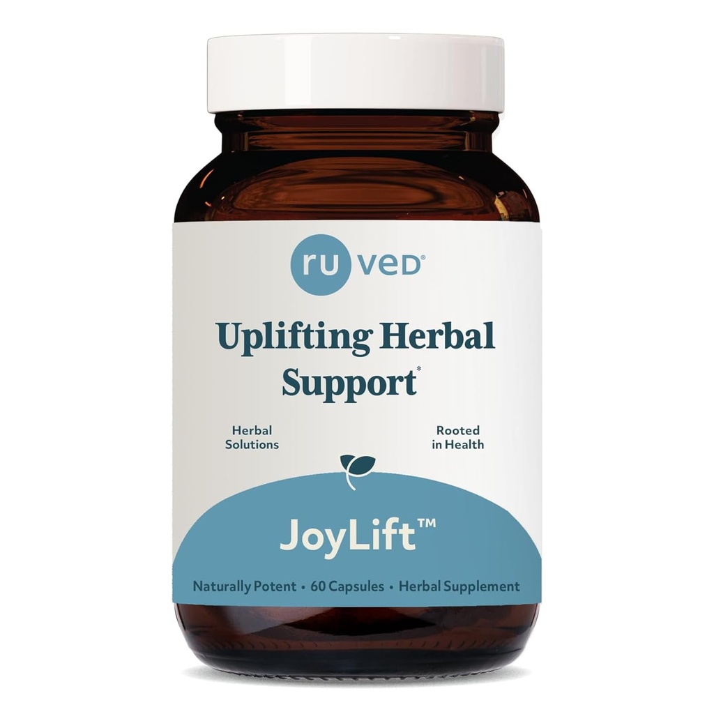 ruved JoyLift - Šafran a Ashwagandha doplnky, Pozdvihnutie Formula pre ženy a mužov, Bylinná podpora pre dospelých - 60 Vegetariánske kapsule (1 Počet)
