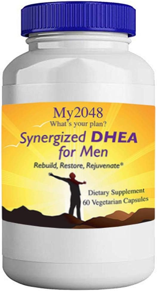 DHEA pre mužov - My2048 Synergized in Vegetariánska kapsula, 60 gróf, Hormonálna rovnováha, Obsahuje 25 mg DHEA, 50 mg kyseliny alfa-lipoovej a 50 mg DIM diindolylmetánu