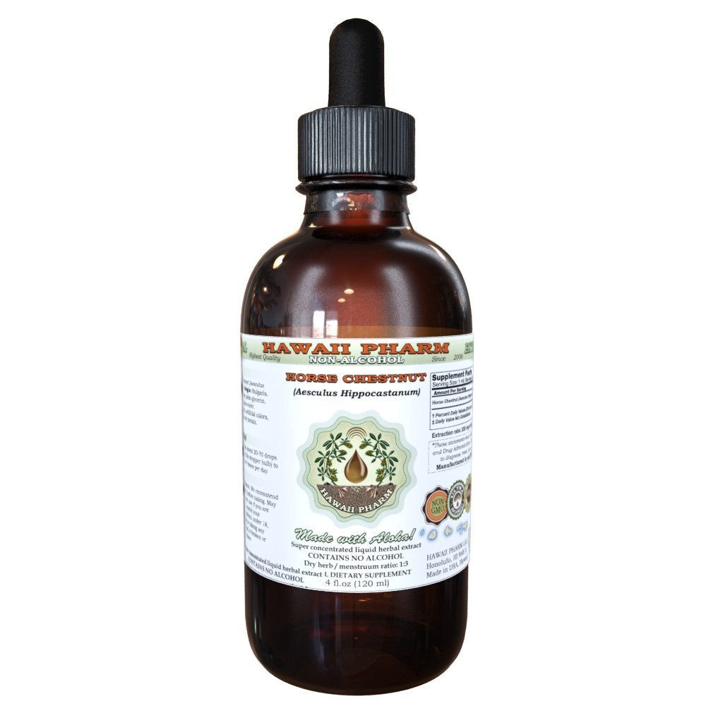 Konský gaštanový výťažok bez obsahu alkoholu, organický konský gaštanový orech (Aesculus hippocastanum) sušený nulový glycerit Hawaii Pharm Natural Herbal Supplement 4 oz