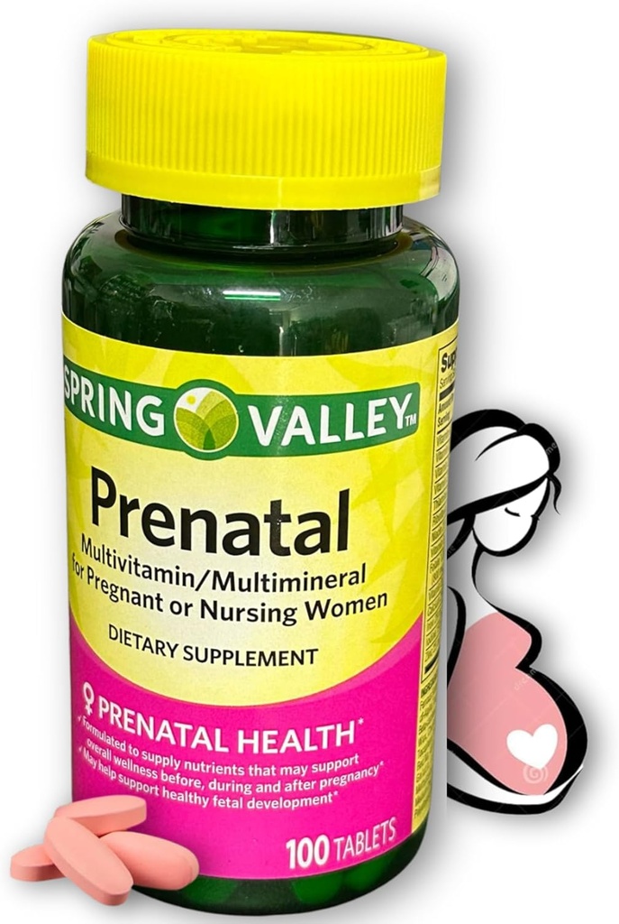 Prenatálne vitamíny- multivitamínové multiminerálne pre tehotné a dojčené ženy doplnok tablety 100 Ct
