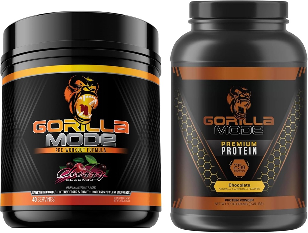Gorilla Mind pre Cvičenie (Cherry) + Premium Wheey Protein (Chocolate) - Komplexný Stack pre napĺňanie maximálnych výsledkov cvičenia