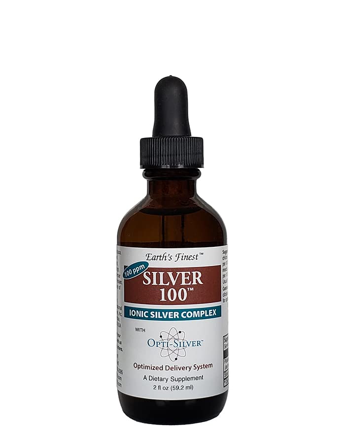 Silver 100 Ionic Silver Complex s Opti-Silver Optimised Delivery System for Immune Support - 100 ppm, 2oz (59,2ml) - Dropper