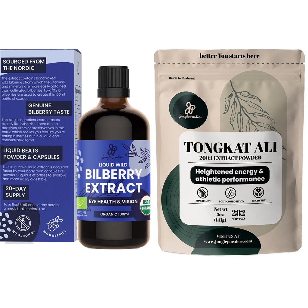 Powders Tongkat Ali for Men Powders 200:1 Extract 5 Ounce Bag, Wild Brusnic Extract for Eyes Organic 3.4oz Fľaška čučoriedky doplnok pre oči