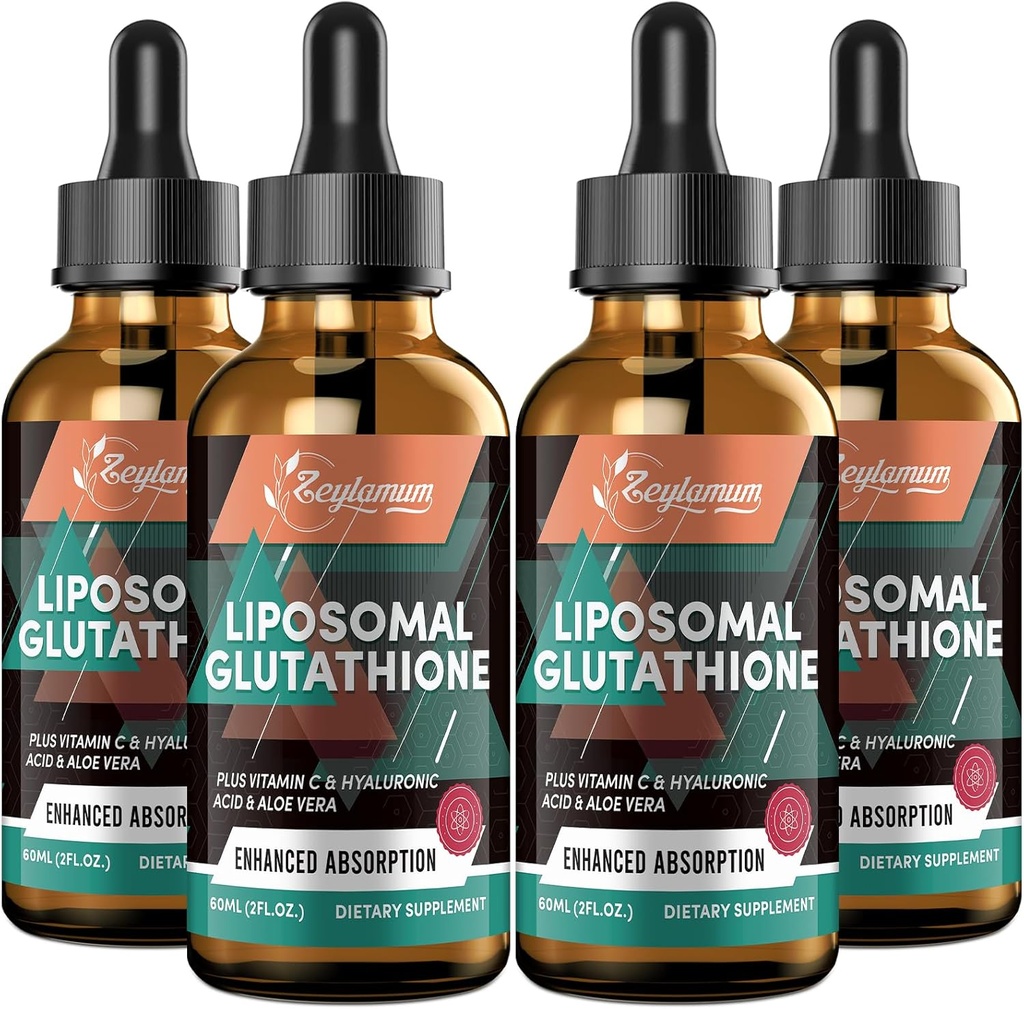 2000MG Lipozomálne Glutatión Tekuté kvapky, ultra vysoká absorpcia, prírodná detoxikácia, imunitný systém a kožný supprot*, L-glutatión, vitamín C a kyselina hyalurónová, kapsule alternatívne, 8.08 OZ