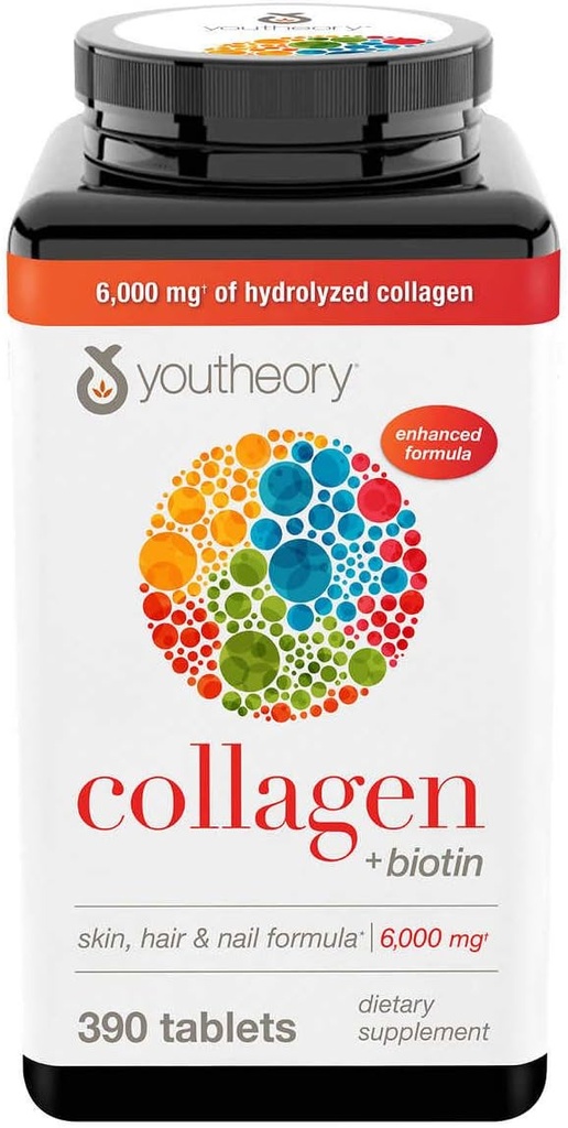 Youtheory Collagen Plus Biotin, 390 Tablets (4 Pack)