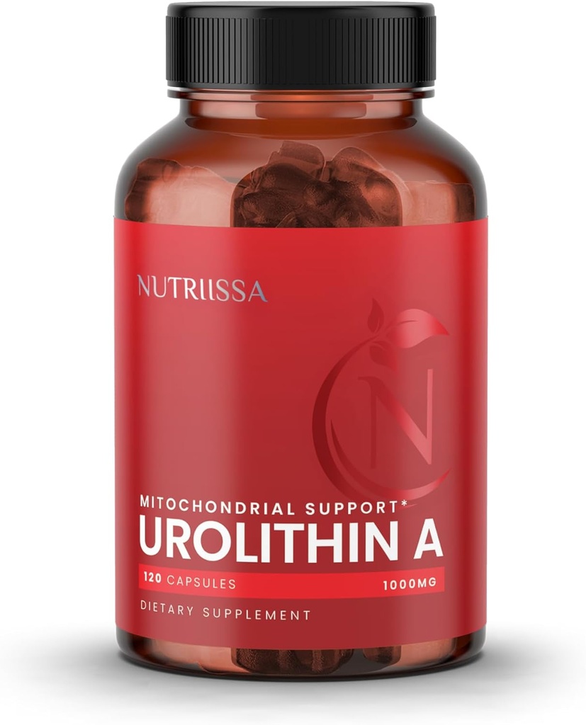 Nutrissa Urolithin A 1000mg - Advanced Cellular Rejuvenation, Muscle Strength - EPEB Certified for Čistota & Potency - Vegan, 120 Kapsule