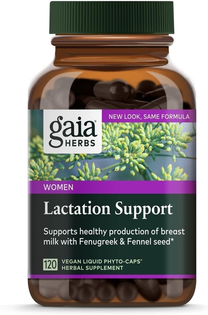 Gaia byliny Laktačná podpora - podporuje zdravú produkciu materského mlieka u dojčiacich matiek* - s senovka grécka, feniklové semeno, a malinová list - 120 Vegan Tekuté Phyto-Capsules (40-Deň dodávky)