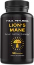 Vital Vitamins Lions Mane Supplement Capsules - Brain Booster Supplement for Mental Clarity, Focus and Memory Support - Nootropic Mushroom Supplement with Turkey Tail and Maitake (90 caps)