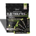 Vylepšené balenia Electrolytu s práškovou tyčinkou (Strawberry Wiff 20 Pakets) w/ 0 Cukor +BCAA +B- Vitamins Electrolyte Supplement w Draslíkový zinok a horčík pre hydratáciu - Keto Electrolytes
