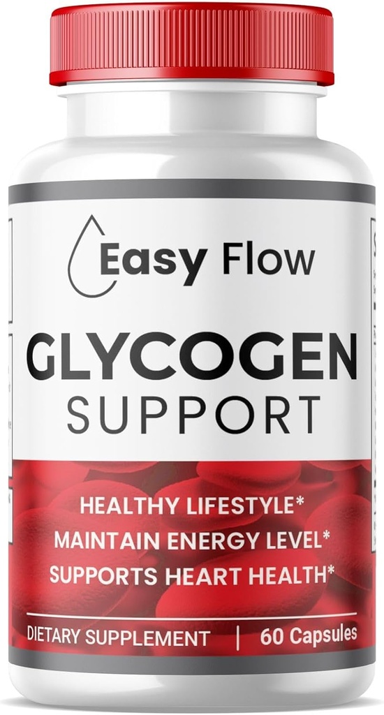 (1 balenie) Ľahký prietok Glycogen, EasyFlow Glycogen Support Kapsule, Glyco Optimizer Formula, Prírodný čistič krvných ciev, Premium Easy Flow Glycogen Support (60 kapsúl)