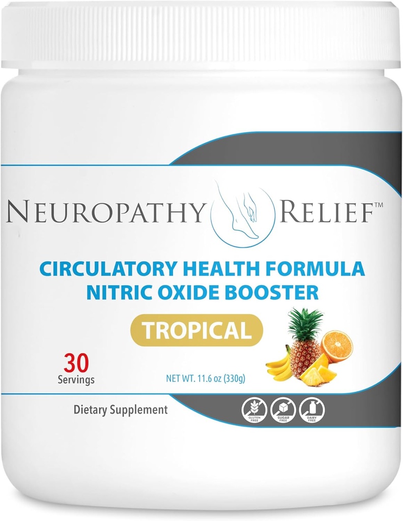 Neuropatia ReliefTM - cirkulačné zdravotné vzorec - Posilňovač oxidu dusnatého - Tropická chuť (1 jar), 30 Servivné