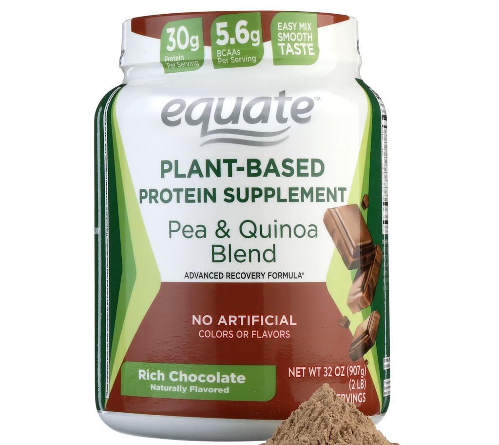 Equate Plant-Based Protein Supplement, bohatá čokoláda bez umeleckých farieb 32OZ-L8