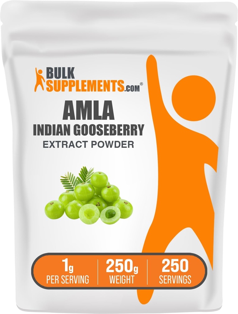 BulkSupplements.com Amla Extract Powder - Indický extrakt z egreše, Amla Powder - Gluten Free, 1g per Serving, 250g (8,8 oz) (Pack of 1)